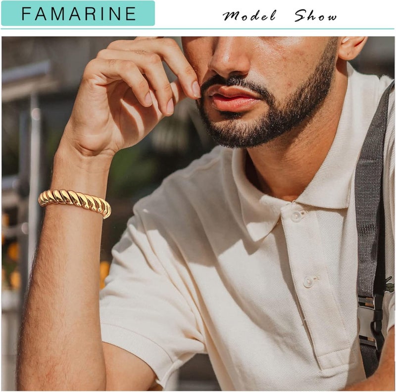FAMARINE سوار سميك من الذهب والفضة للنساء والرجال - Image 4